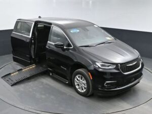 Black Chrysler Pacifica with BraunAbility Side Entry Automatic In Floor conversion