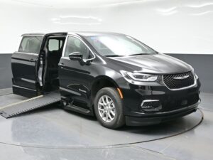 Black Chrysler Pacifica with BraunAbility Side Entry Automatic In Floor conversion