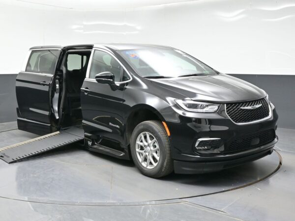 Black Chrysler Pacifica with BraunAbility Side Entry Automatic In Floor conversion