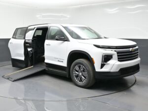 White Chevrolet Traverse with BraunAbility Side Entry Automatic In Floor conversion