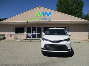 White Toyota Sienna with Vantage Mobility Side Entry Automatic In Floor conversion