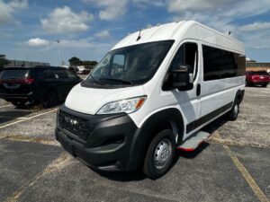 White Ram ProMaster with Driverge Rear Entry Automatic Fold Out conversion