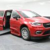 Red Chrysler Pacifica with BraunAbility Side Entry Automatic In Floor conversion