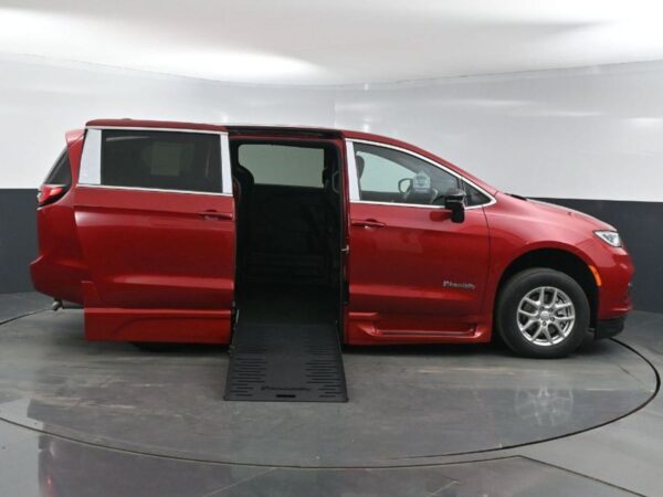 Red Chrysler Pacifica with BraunAbility Side Entry Automatic Fold Out conversion