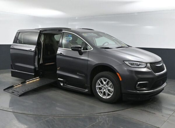 Grey Chrysler Pacifica with BraunAbility Side Entry Automatic Fold Out conversion