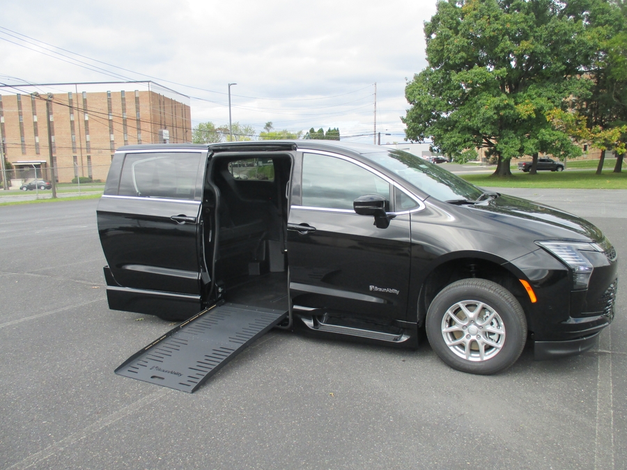 Black Chrysler Pacifica with BraunAbility Side Entry Automatic Fold Out conversion