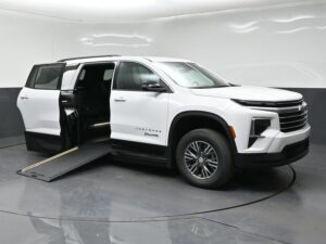 White Chevrolet Traverse with BraunAbility Side Entry Automatic In Floor conversion
