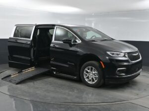 Black Chrysler Pacifica with BraunAbility Side Entry Automatic Fold Out conversion