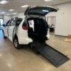 White Chrysler Pacifica with BraunAbility Rear Entry Manual Fold Out conversion