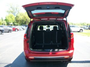 Red Chrysler Pacifica with Driverge Side Entry Automatic Fold Out conversion