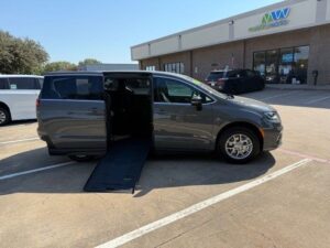 Grey Chrysler Pacifica with BraunAbility Side Entry Manual Fold Out conversion