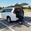 White Chrysler Pacifica with Driverge Rear Entry Manual Fold Out conversion