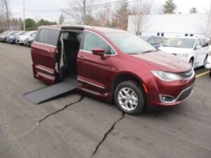 Red Chrysler Pacifica with Vantage Mobility Side Entry Automatic In Floor conversion