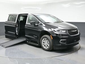 Black Chrysler Pacifica with BraunAbility Side Entry Automatic In Floor conversion