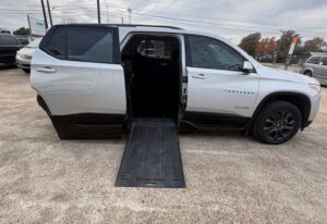 Silver Chevrolet Traverse with BraunAbility Side Entry Automatic In Floor conversion