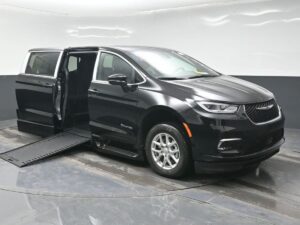 Black Chrysler Pacifica with BraunAbility Side Entry Automatic In Floor conversion