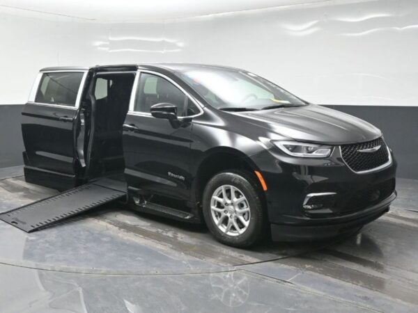Black Chrysler Pacifica with BraunAbility Side Entry Automatic In Floor conversion