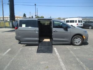 Grey Chrysler Pacifica with BraunAbility Side Entry Automatic Fold Out conversion