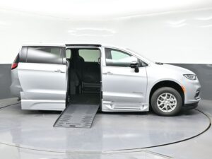 Silver Chrysler Pacifica with BraunAbility Side Entry Automatic Fold Out conversion