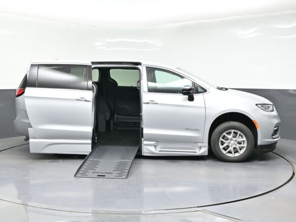 Silver Chrysler Pacifica with BraunAbility Side Entry Automatic Fold Out conversion