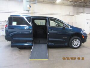 Blue Chrysler Pacifica with Driverge Side Entry Automatic Fold Out conversion