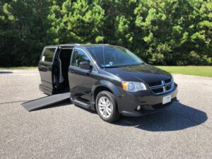 Black Dodge Grand Caravan with Vantage Mobility Side Entry Automatic In Floor conversion