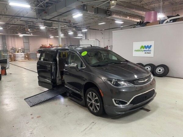 Grey Chrysler Pacifica with BraunAbility Side Entry Automatic In Floor conversion