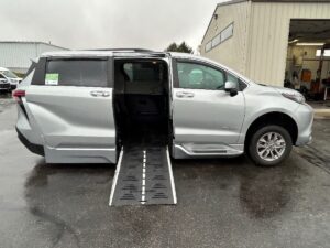 Silver Toyota Sienna with BraunAbility Side Entry Automatic Fold Out conversion