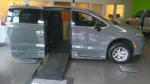 Grey Chrysler Pacifica with BraunAbility Side Entry Automatic Fold Out conversion