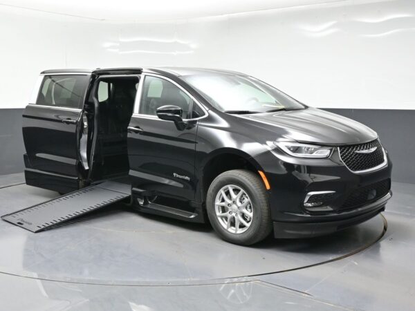 Black Chrysler Pacifica with BraunAbility Side Entry Automatic In Floor conversion