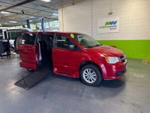 Red Dodge Grand Caravan with Vantage Mobility Side Entry Manual In Floor conversion