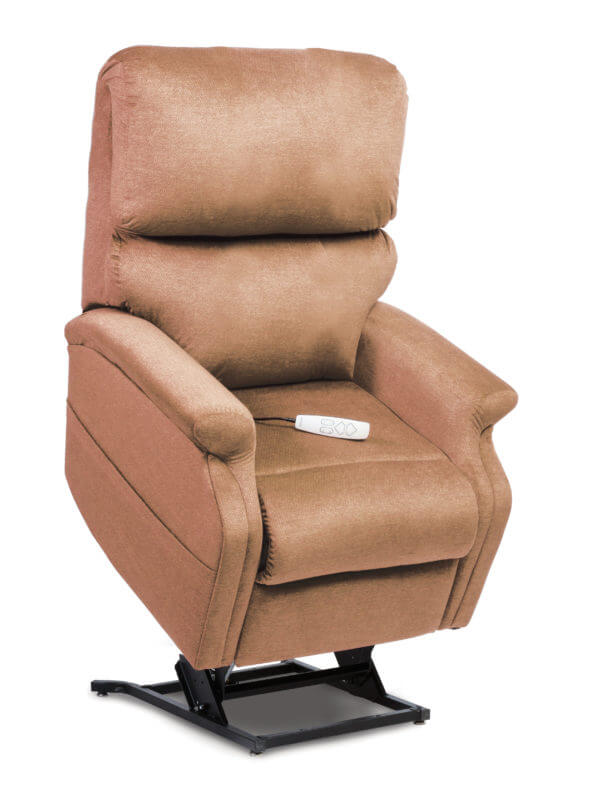 Beige Recliner in lifted position
