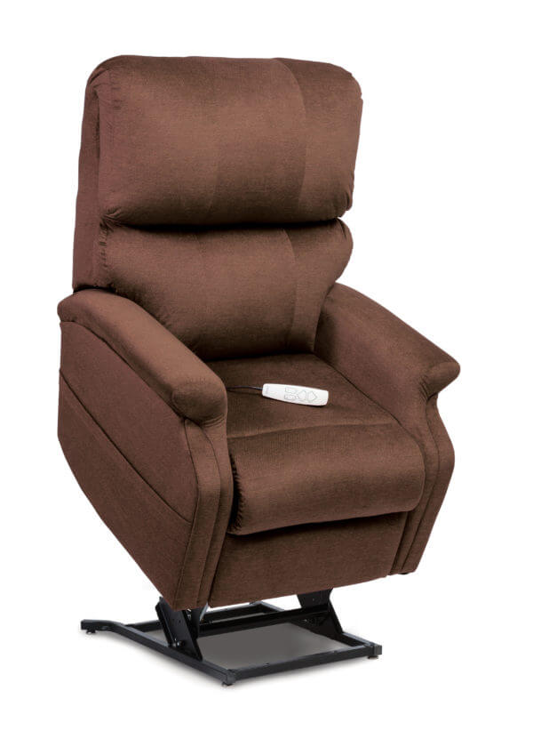 Brown Recliner in lifted position