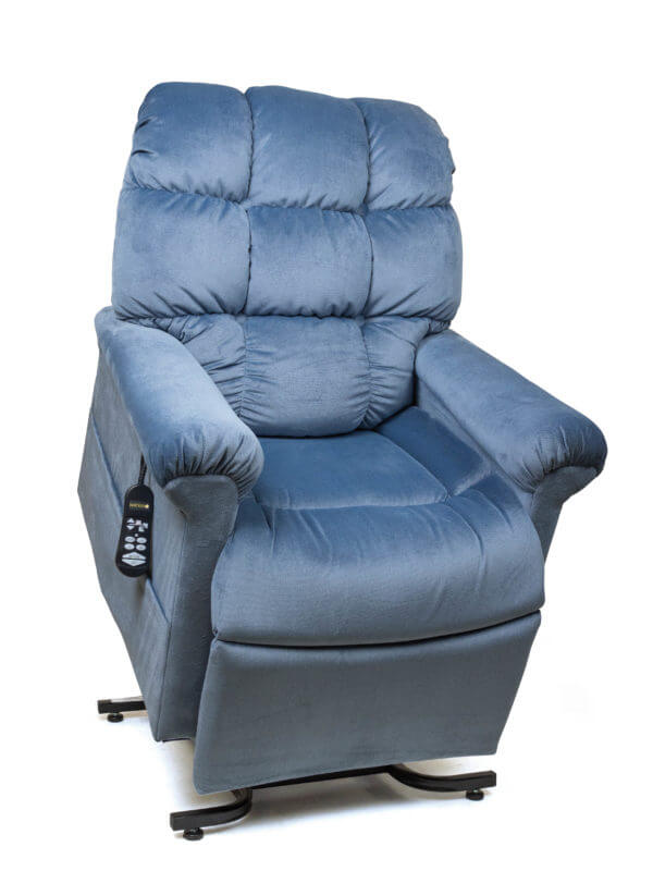Blue Recliner In Upright Position