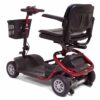 back side view of red 4 wheel LiteRider mobility Scooter