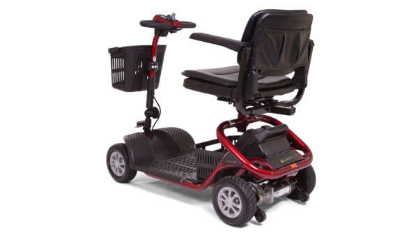 back side view of red 4 wheel LiteRider mobility Scooter
