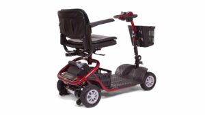 back side view of red 4 wheel LiteRider mobility Scooter