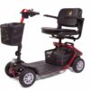 red 4 wheel mobility scooter with basket