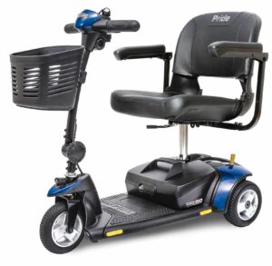 Blue GoGo Elite Traveler 3 wheel scooter
