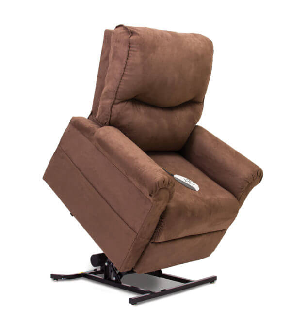 Brown Recliner in lifted position
