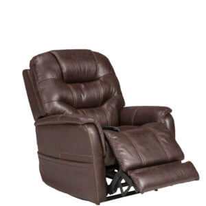 Dark Brown Leather Recliner with Footrest Up