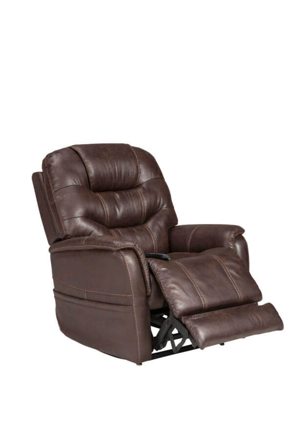 Dark Brown Leather Recliner with Footrest Up
