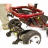 closeup of power wheelchair base