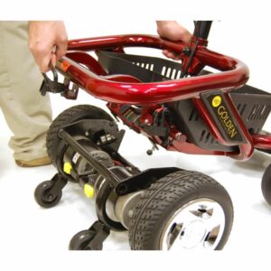 closeup of power wheelchair base