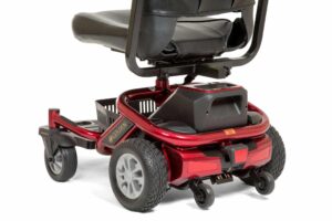 closeup of back of Golden red power wheel chair