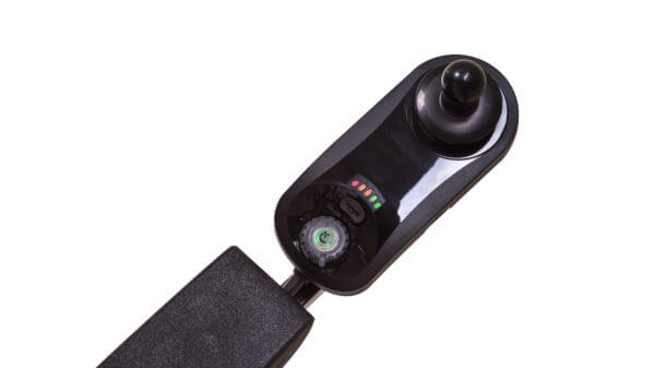 closeup of controller for power wheelchair
