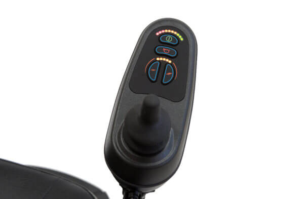 closeup of power wheelchair controller