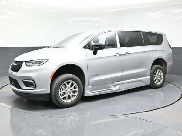Silver Chrysler Pacifica with BraunAbility Side Entry Automatic Fold Out conversion