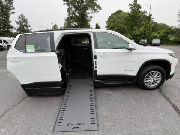 White Chevrolet Traverse with BraunAbility Side Entry Automatic In Floor conversion