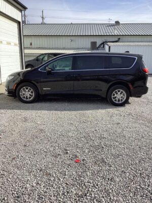 Black Chrysler Pacifica with Driverge Rear Entry Manual Fold Out conversion